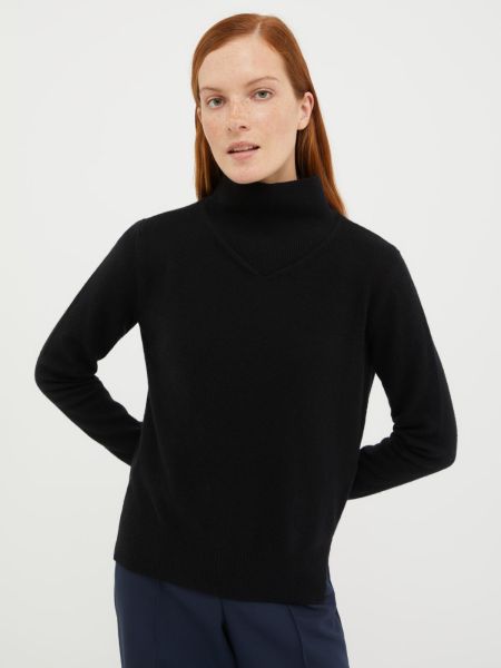 Max&Co Women Black Sweaters And Cardigans Rapid Polo Neck Wool-Blend Jumper