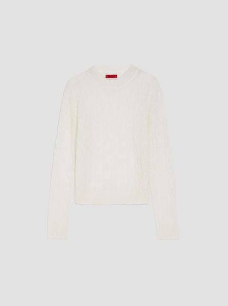 Sweaters And Cardigans Online Women White Max&Co Cable-Knit Mohair-Blend Jumper