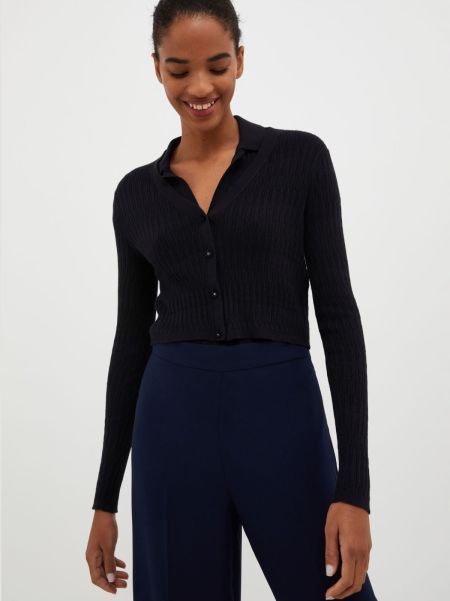 Black Sweaters And Cardigans Accessible Cotton And Modal-Blend Cardigan Women Max&Co