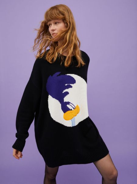 Black Reliable Oversized Jumper Max&Co. With Looney Tunes Women Sweaters And Cardigans