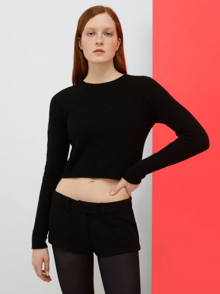 Black De-Coated With Anna Dello Russo Cropped Jumper Hygienic Max&Co Women Sweaters And Cardigans