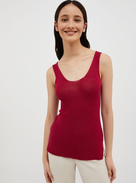 Red Versatile Women Knitted Tank Top Max&Co Sweaters And Cardigans