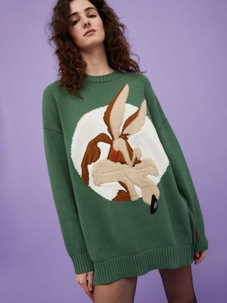 Sweaters And Cardigans Women Green Convenient Oversized Jumper Max&Co. With Looney Tunes