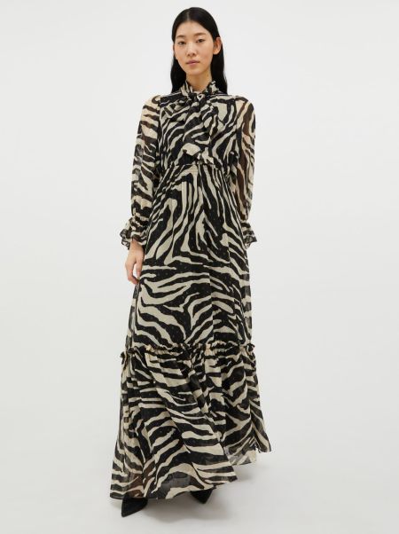 Camel Pattern State-Of-The-Art Max&Co Dresses And Jumpsuits Fil-Coupé Maxi Dress Women