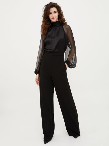 Dresses And Jumpsuits Max&Co Women Crepe, Satin And Chiffon Jumpsuit Black Reliable