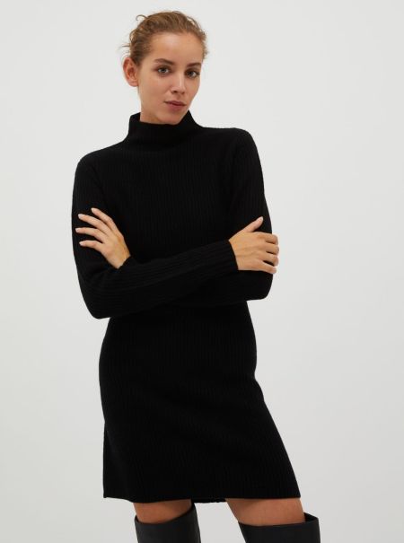 Black Women Dresses And Jumpsuits Store Pure Wool Knit Dress Max&Co
