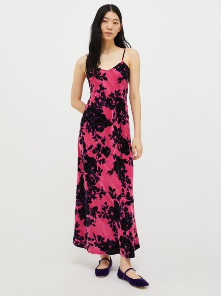 Crushed-Velvet Slip Dress Max&Co Fuchsia Pattern Dresses And Jumpsuits Women 2024