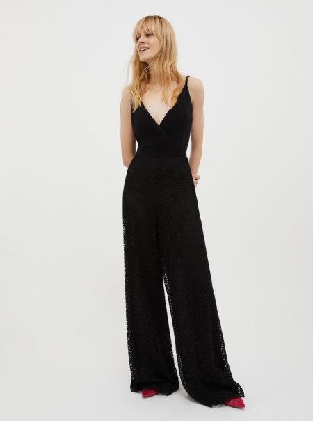 Cost-Effective Dresses And Jumpsuits Max&Co Women Lace Stretch-Jersey Jumpsuit Black