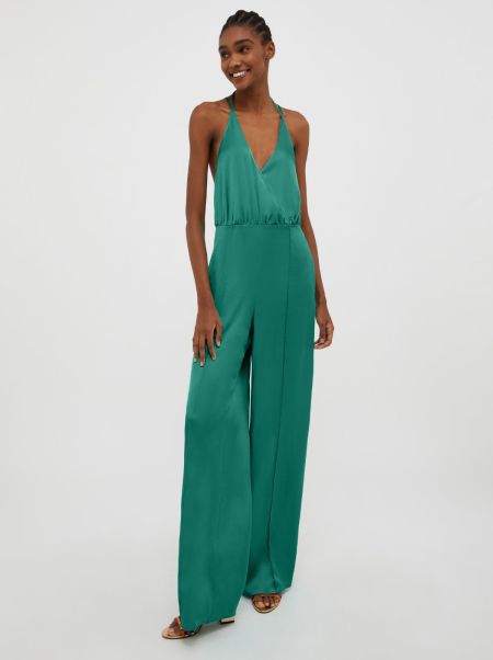 Women Satin Palazzo Jumpsuit Dresses And Jumpsuits Buy Emerald Green Max&Co