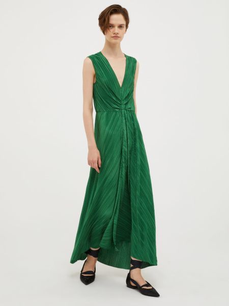Micro-Pleated Jersey Maxi Dress Women Green Pattern Dresses And Jumpsuits Max&Co Sale