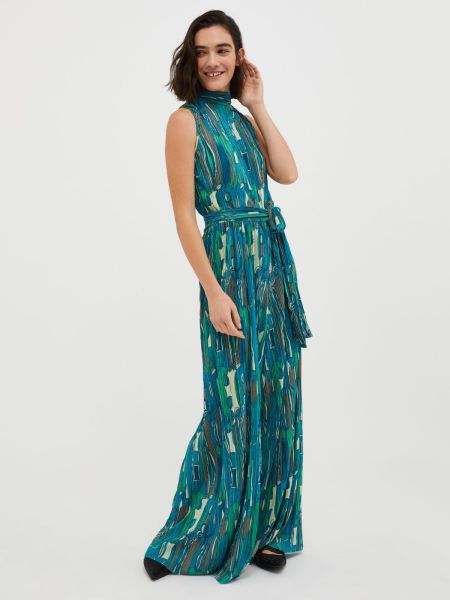 Women Green Pattern Pleated Jersey Jumpsuit Max&Co Popular Dresses And Jumpsuits