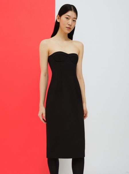 Dresses And Jumpsuits Fast Max&Co Black De-Coated With Anna Dello Russo Bustier Midi Dress Women
