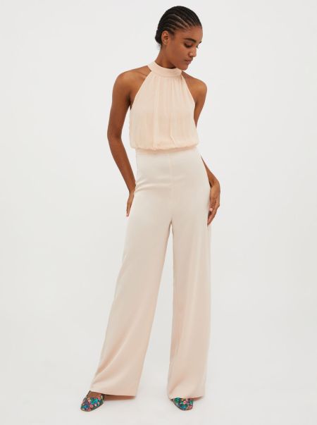 Women Max&Co Satin And Georgette Jumpsuit Pink Streamlined Dresses And Jumpsuits