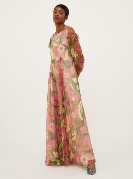 Silk-Crepon Maxi Dress Fresh Dresses And Jumpsuits Women Max&Co Old Rose Pattern