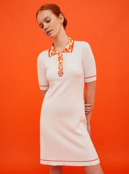 High-Quality Women Ivory Pattern Max&Co. With Superga Knitted Polo Dress Dresses And Jumpsuits