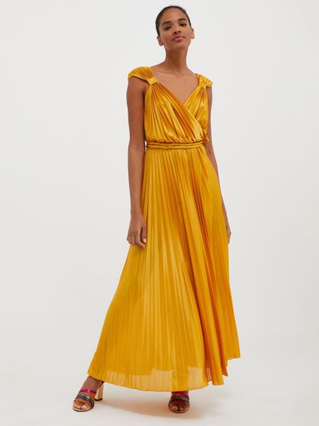 Dresses And Jumpsuits Women Camel Max&Co High-Quality Pleated Jersey Maxi Dress