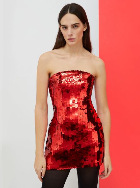 Reliable Red Dresses And Jumpsuits Women Max&Co De-Coated With Anna Dello Russo Sequinned Mini Dress