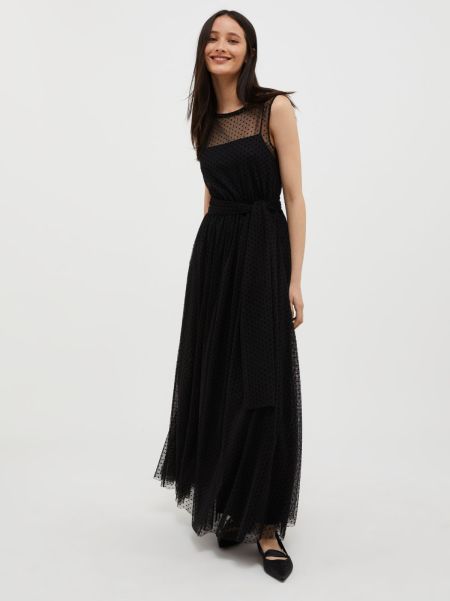 Max&Co Black Dresses And Jumpsuits Manifest Embellished Tulle Maxi Dress Women