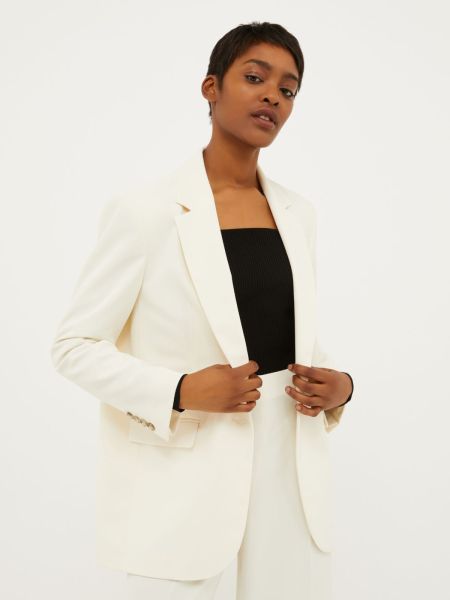 Suits Single-Breasted Crêpe Blazer Women Sale White Max&Co