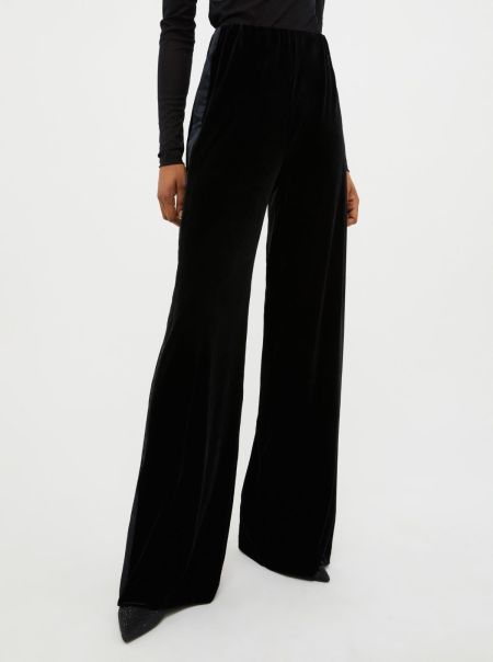 Flexible Women Velvet-Jersey Tuxedo Trousers Suits Black Max&Co
