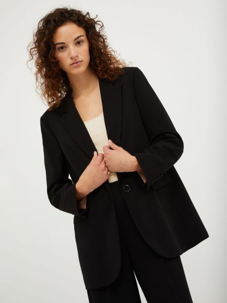Women Black Popular Single-Breasted Crêpe Blazer Suits Max&Co
