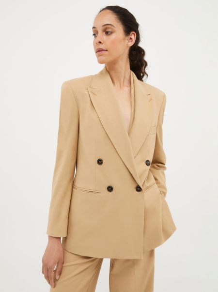 Double-Breasted Blazer Suits Max&Co Women Camel Vivid