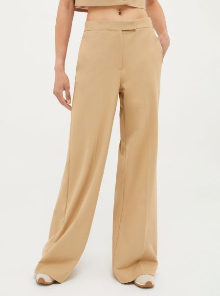 Straight-Cut Wide-Leg Trousers Women Camel Max&Co Suits Flexible