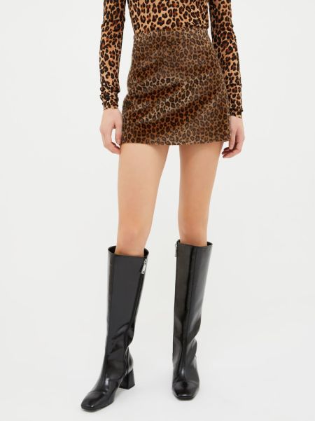 Max&Co Suits Spotted Flared Mini Skirt Hazelnut Outlet Women