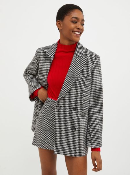 Suits Double-Breasted Wool-Blend Blazer Discount Extravaganza Black Pattern Women Max&Co
