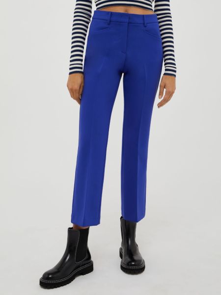 Clearance China Blue Suits Max&Co Cropped Straight-Leg Trousers Women