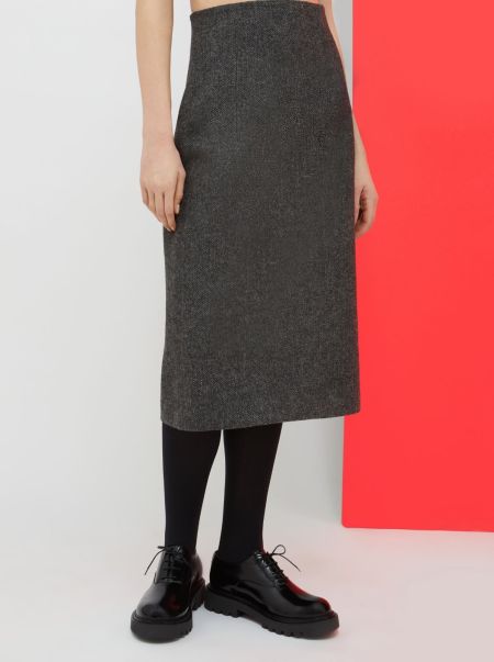 Order Women Max&Co Suits De-Coated With Anna Dello Russo Flannel Pencil Skirt Dark Grey Pattern