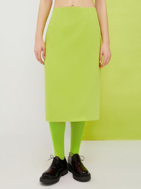 Acid Green Max&Co Women De-Coated With Anna Dello Russo Midi Skirt Suits Solid