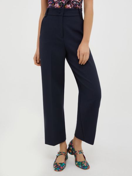 Midnight Blue Loose-Fit Canvas Trousers Suits Professional Women Max&Co