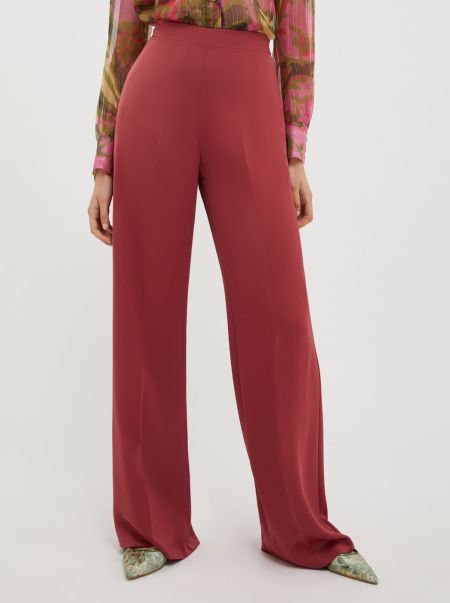 Women Max&Co Loose-Fit Satin Trousers Deal Suits Burgundy