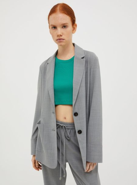 Lowest Price Guarantee Max&Co Light Grey Wool-Blend Blazer Women Suits