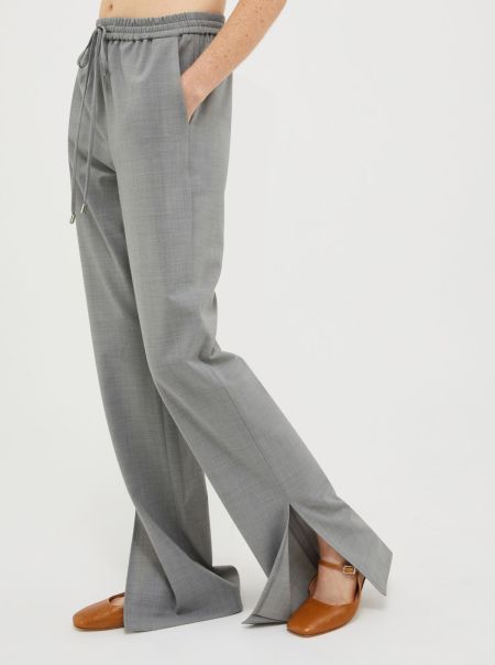 Light Grey Wool-Blend Trousers Women Max&Co Suits Advanced
