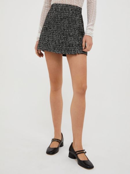 Black Pattern Max&Co Fast Women Suits Bouclé Mini Skirt