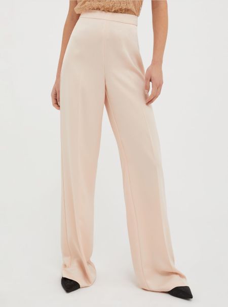 High-Performance Max&Co Women Loose-Fit Satin Trousers Pink Suits