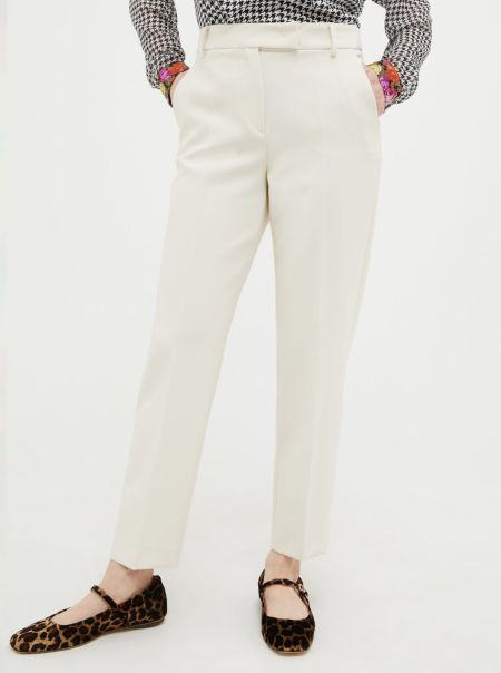 Slim-Fit Tapered Trousers Ivory Reliable Women Suits Max&Co