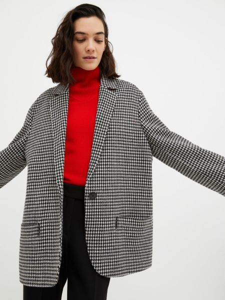 Black Pattern Cutting-Edge Oversized Wool-Blend Blazer Suits Women Max&Co