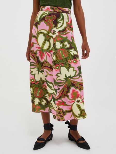 Max&Co Suits Envers-Satin Midi Skirt Old Rose Pattern Flexible Women