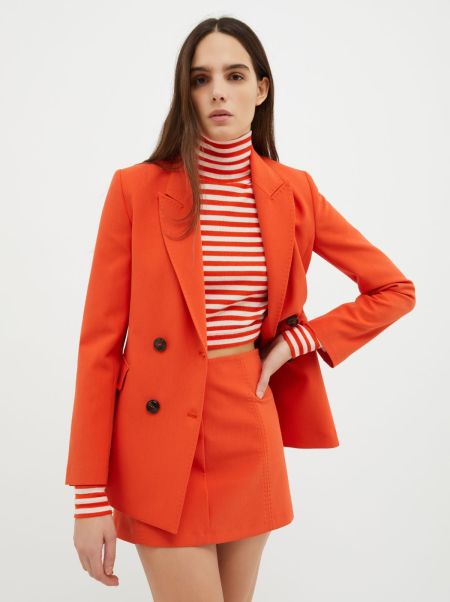 Double-Breasted Blazer Suits Clearance Max&Co Orange Women