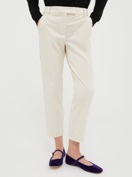 Slim Flannel Trousers Max&Co Ivory Women Luxurious Suits