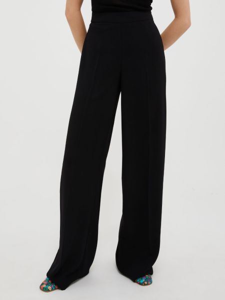 Black Women Suits Straight-Cut Satin Trousers Max&Co Quality