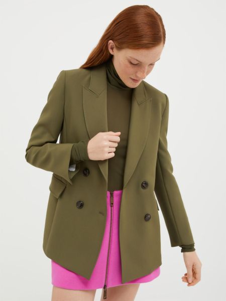 Women Suits Olive Green Max&Co Lowest Price Guarantee Double-Breasted Double Cloth Blazer