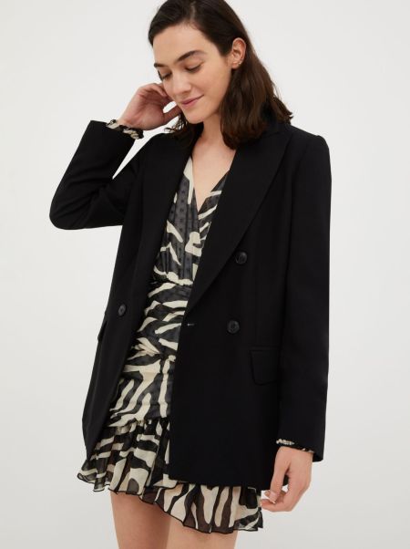 Double-Breasted Satin Blazer Max&Co Black Suits Cutting-Edge Women