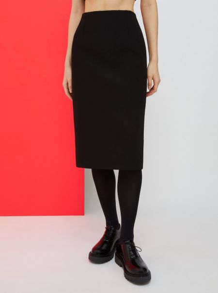 Max&Co De-Coated With Anna Dello Russo Midi Skirt Women Black Suits Slashed