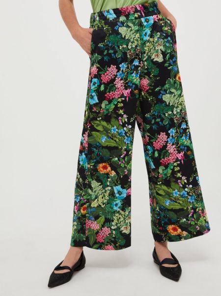 Wide Satin Culottes Suits Max&Co Offer Black Pattern Women