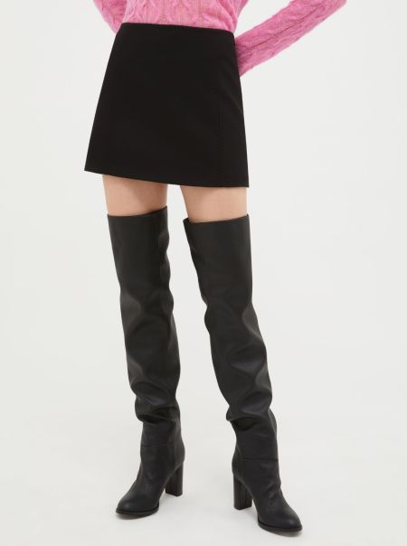Suits Max&Co Best Women Flared Mini Skirt Black
