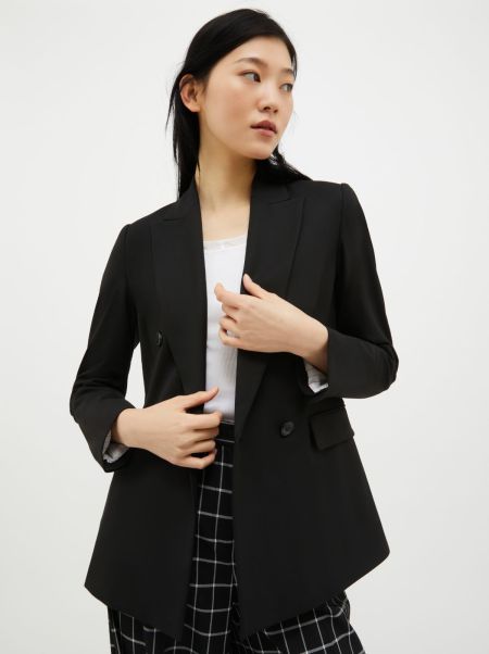 Black Cutting-Edge Jackets And Blazers Max&Co Women Double-Breasted Blazer